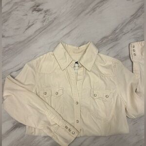 Banana Republic Cream Collared Corduroy Shirt Size M Vintage
